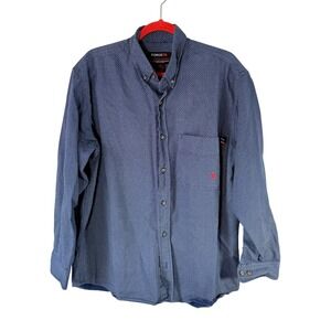 ForgeFR Mens Flame Resistant FR Shirt Navy Geometric Print NFPA 2112 CAT 2 Large